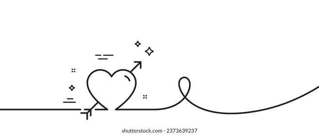 Love line icon. Continuous one line with curl. Valentine heart sign. Couple relationships symbol. Love single outline ribbon. Loop curve pattern. Vector