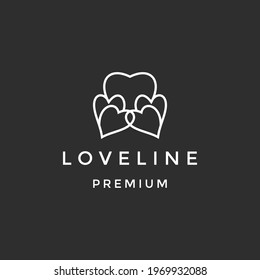 Love line icon in a flat design Stock vector illustration isolated on black background