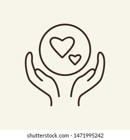 With love line icon. Hands, gesture, hearts. Wedding concept. Vector illustration can be used for topics like marriage, family, love, relations