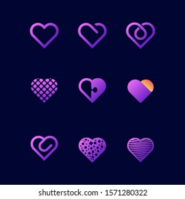 Love Line Icon Set Template