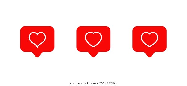 Icono de la línea de amor en burbujas de voz. Símbolo de corazón de los medios sociales