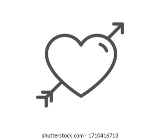 Love line icon. Valentine heart sign. Couple relationships symbol. Quality design element. Editable stroke. Linear style love icon. Vector