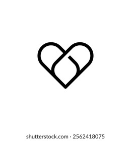 Love Line Icon Vector Illustration. Heart Logo