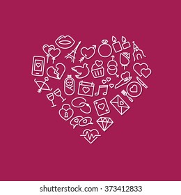 love line icons in heart