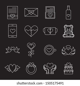 Love line icons set. Happy Valentine day signs and symbols.
