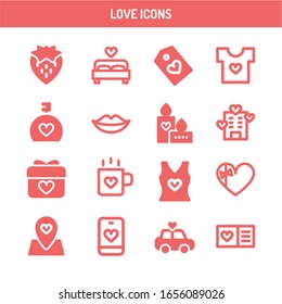 Love line icons set. Happy Valentine day signs and symbols.