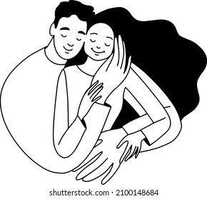 Love line St.Valentin line vector illustration. Black and white line isolated background 14 February