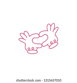 love linked finger hand linear symbol decoration vector