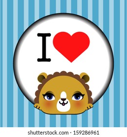 I love lion, frame with background. Ideal for print, card, shirt, mug. 