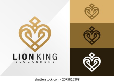 Love Lion King Logo Design Vector Template