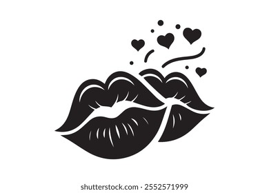 Love Lips Icon Silhouette Vector Illustration