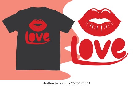 Love Lips T-Shirt Design for Couples Romantic His and Hers Matching Tees with Lip Graphics Stylish Valentine’s Day Outfit Cute Anniversary Shirts Personalized Kiss Design for Lovebirds Apparel