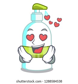 In love liquid soap isolated with on mascot