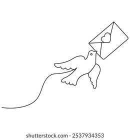 Love litter   continuous one line drawing  outline vector illustration  valentines day icon 