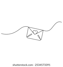 Love litter  single line art, continuous one line drawing of  Isolated outline vector icon minimalist design