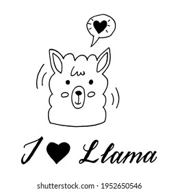 I love llama kids vector hand draw