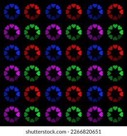 Love loading hearts in multiple colors background.