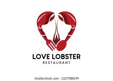 Love lobster logo design with a creative concept, vector illustration for a lobster or seafood restaurant logo