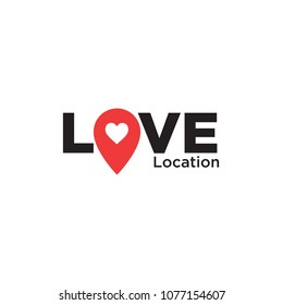 Love Location, Creative logo with heart and map marker. Vector design template. 