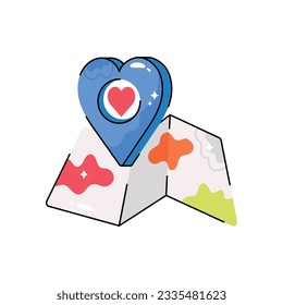 Love location doodle vector outline icon. EPS 10 file