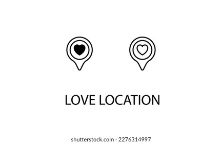 Ilustración de diseño de doble icono de ubicación de amor