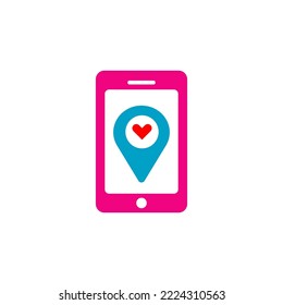 Icono de ubicación de amor diseño de estilo plano. Ilustración vectorial de ubicación de amor. aislado de fondo blanco.