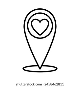 Love location icon. Location pin icon with heart shape. Favorite places. GPS location symbol. Vector illustration