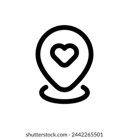 Love Location icon in trendy outline style isolated on white background. Love Location silhouette symbol for your website design, logo, app, UI. Vector illustration, EPS10.