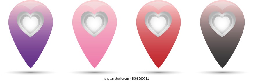 love location icons isolated white background