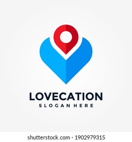 Plantilla de diseño del logotipo de ubicación de amor. Concepto de lugar favorito aislado con icono de estilo plano moderno. Puntero de mapa creativo con símbolo de vector de corazón.