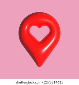 Love location logo with heart and map marker. Vector