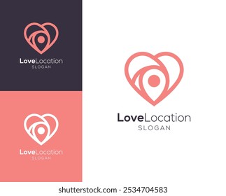 Logo de la ubicación del amor. Amor con diseño de logotipo de Vector de pin de ubicación.