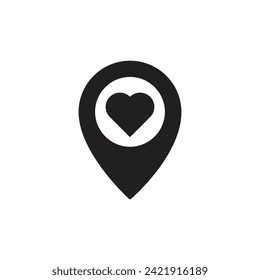 Love Location Pin Symbol, Pin und Herzsymbol, Vorlage für Grafik und Web Design. Vektorgrafik