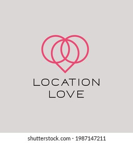 Love Location Symbol With Text Logo Concept. minimal vector illustration template design
