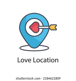 Love Location vector Filled Outline Icon Design illustration on White background. EPS 10 File 