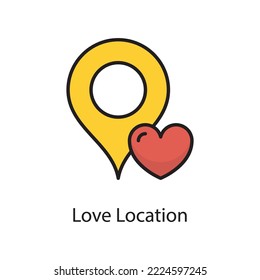 Love Location Vector Filled Outline Icon Design illustration. Love Symbol on White background EPS 10 File