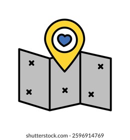 Love Location vector filled outline icon. EPS 10 file