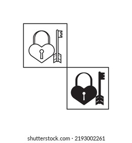 love lock and arrow key,vector logo icon