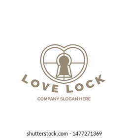 love Lock Flat Logo. Modern tehcnology logo isolated on white background. Simple vector illustration for graphic or web design