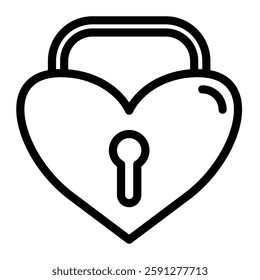 Love lock icon line style transparent