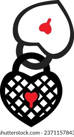 Love Lock illustration vector is for locking the 2 hearts together.