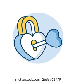 Love Lock with Key icon clean and modern vector illustration