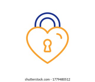 Love lock line icon. Honeymoon bridge locker sign. Couple relationships symbol. Colorful thin line outline concept. Linear style love lock icon. Editable stroke. Vector