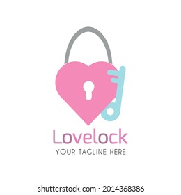 Love lock-Logo-Design einzeln auf weißem Hintergrund einfache Liebesschloss-Symbol Vektorgrafik.