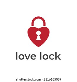 love lock logo. simple combination of padlock and heart or love logo design. valentine logo concept.