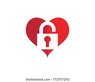 Love with lock Logo Vector icon illustration