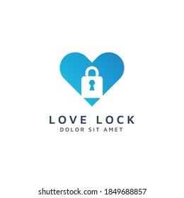 diseño de logotipo de espacio negativo de amor y bloqueo