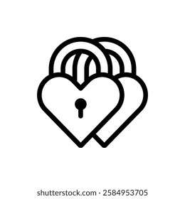 Love Lock Outline Icon. Love Lock Icon