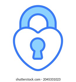 love lock, security Icon, simple design blue line icon.