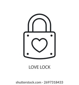 Iconos de línea delgada de bloqueo de amor. Ilustración vectorial original.